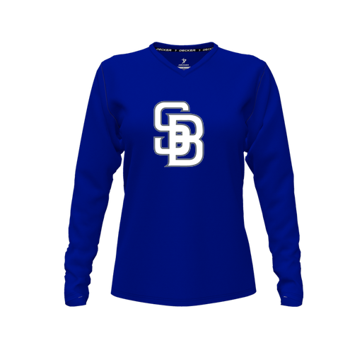 [FTLVCFRY-FYXS-LOGO2] Comfort T-Shirt (Female Youth XS, Royal, V Neck, Logo 2, Long Sleeve)