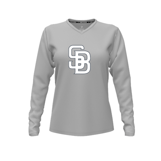 [FTLVCFGY-FYXS-LOGO2] Comfort T-Shirt (Female Youth XS, Gray, V Neck, Logo 2, Long Sleeve)