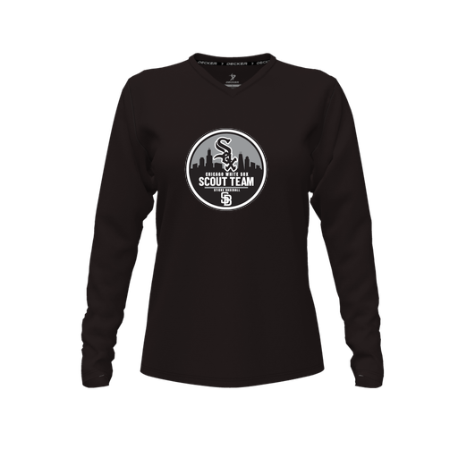 [CUS-DFW-TEES-PER-VNK-LSL-BLK-FYXS-LOGO3] Performance T-Shirt (Female Youth XS, Black, V Neck, Logo 3, Long Sleeve)