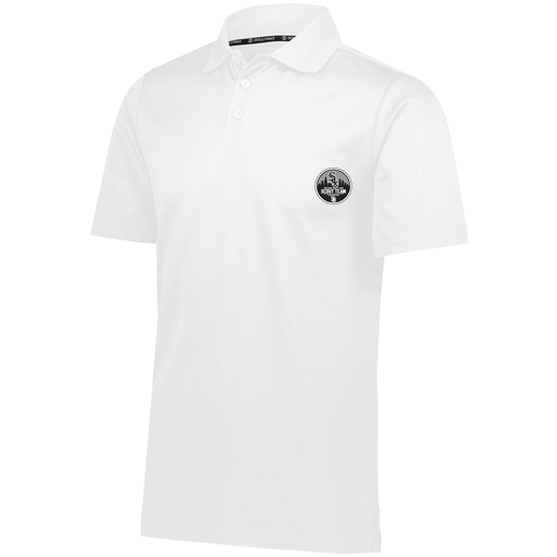 [222568.005.S-LOGO3] Men's Prism Polo (Adult S, White, Logo 3)