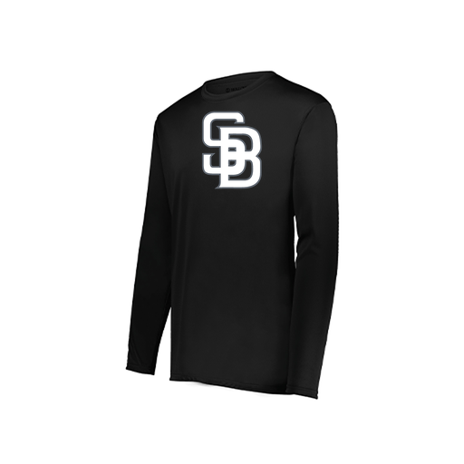 [222823.080.S-LOGO2] Youth LS Smooth Sport Shirt (Youth S, Black, Logo 2)