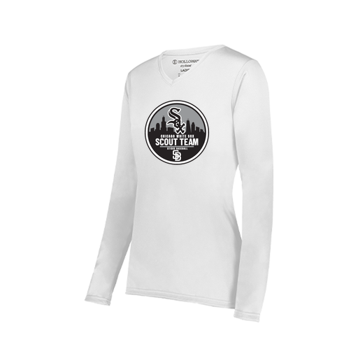 [222824.005.S-LOGO3] Ladies LS Smooth Sport Shirt (Female Adult S, White, Logo 3)