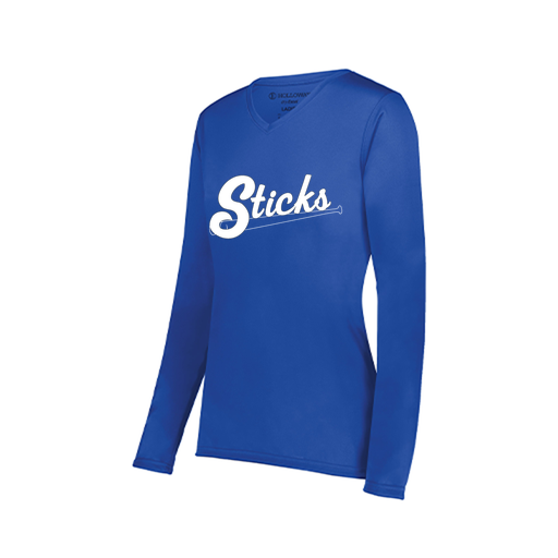 [222824.060.S-LOGO1] Ladies LS Smooth Sport Shirt (Female Adult S, Royal, Logo 1)