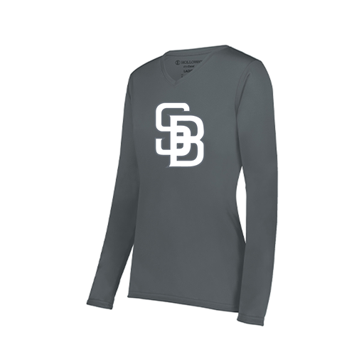 [222824.059.S-LOGO2] Ladies LS Smooth Sport Shirt (Female Adult S, Gray, Logo 2)
