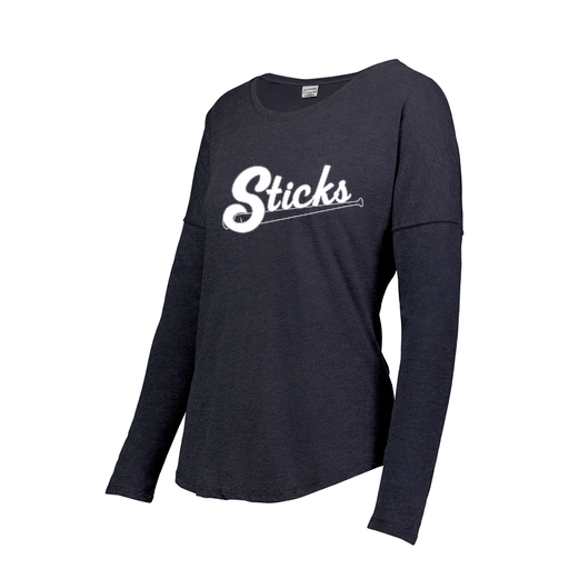 [3077.72N.S-LOGO1] Ladies LS Ultra-blend T-Shirt (Female Adult S, Navy, Logo 1)