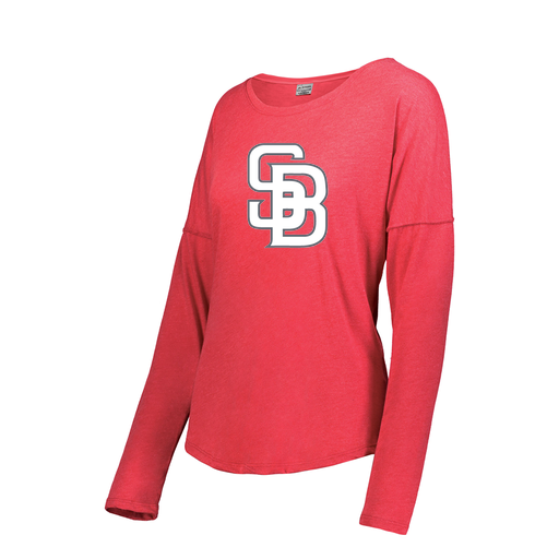 [3077.V96.S-LOGO2] Ladies LS Ultra-blend T-Shirt (Female Adult S, Red, Logo 2)