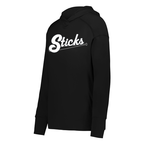 [222798.080.XS-LOGO1] Ladies Ventura Thin Knit Hoodie (Female Adult XS, Black, Logo 1)